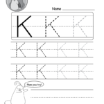 Uppercase Letter K Tracing Worksheet   Doozy Moo Throughout K Letter Worksheets