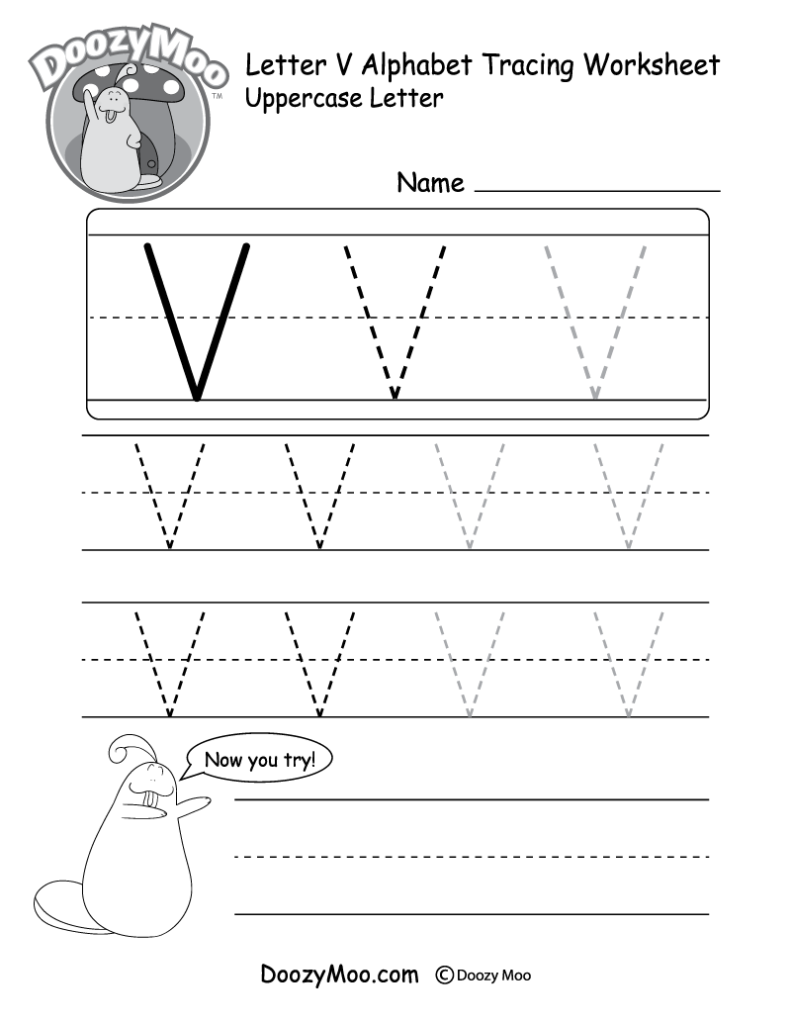 Uppercase Letter U Tracing Worksheet   Doozy Moo