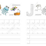 Vector Exercise Illustrated Alphabet. Learn Handwriting. Page.. For Letter Tracing J