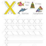 Vector Exercise Illustrated Alphabet. Learn Handwriting. Tracing.. In Letter Tracing X