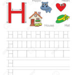 Vector Exercise Illustrated Alphabet. Learn Handwriting. Tracing.. Regarding Letter H Alphabet Worksheets