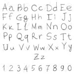 Vector Handwritten Alphabet With Numbers On White Background