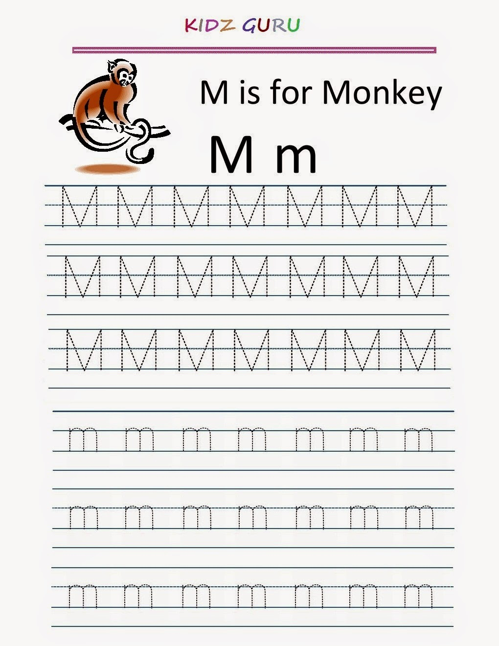 M Tracing Worksheet