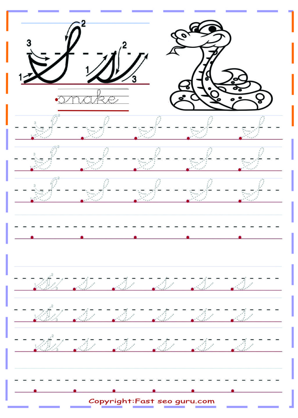Cursive Writing Tracing Worksheets