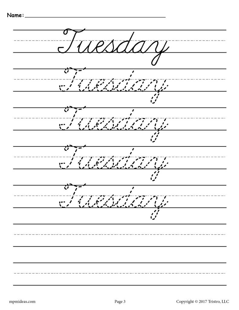 Worksheet ~ Cursivendwriting Worksheets Days Of The Week