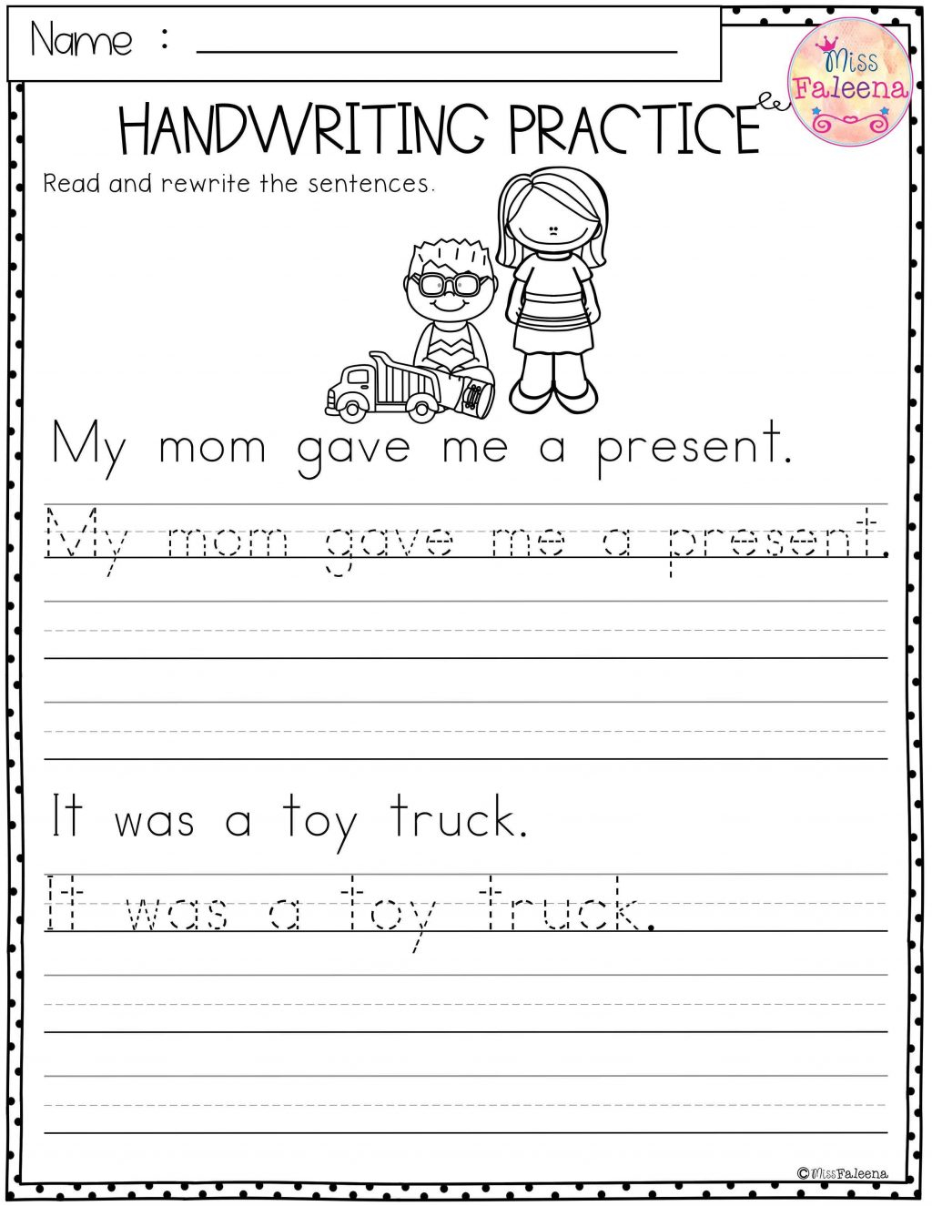 Sentence Tracing Worksheets