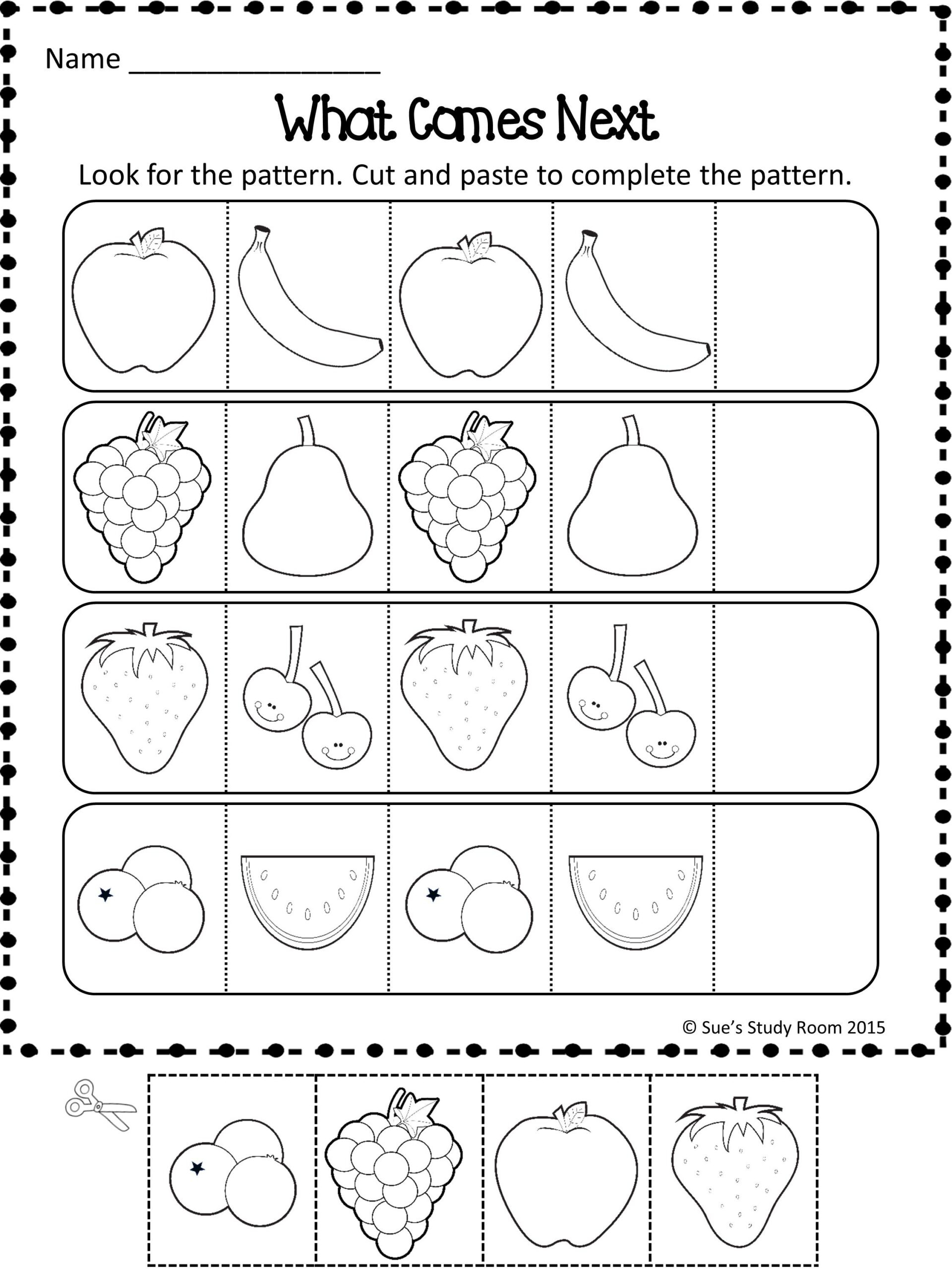Worksheet For Preschoolers Patterns Fruit Worksheets