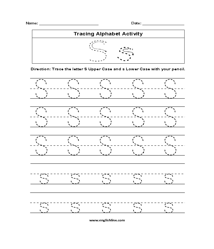 Worksheet ~ Free Alphabet Tracing Worksheets Number Inside Letter S Tracing Sheet
