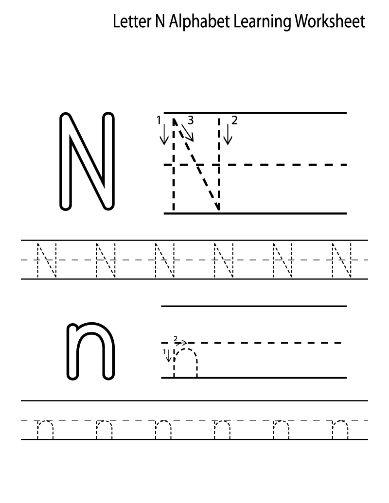 Worksheet ~ Free Alphabetning Sheets For Adults Kids Writing with regard to Letter N Tracing Printable