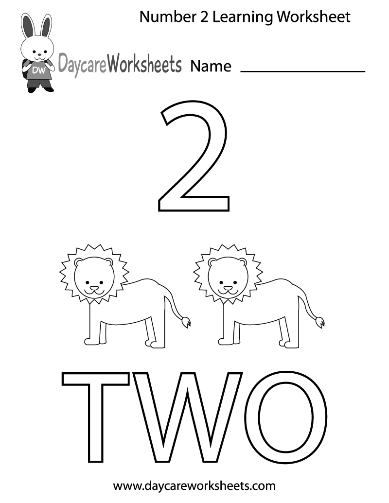 Worksheet ~ Free Printable Number Two Learning Worksheet For