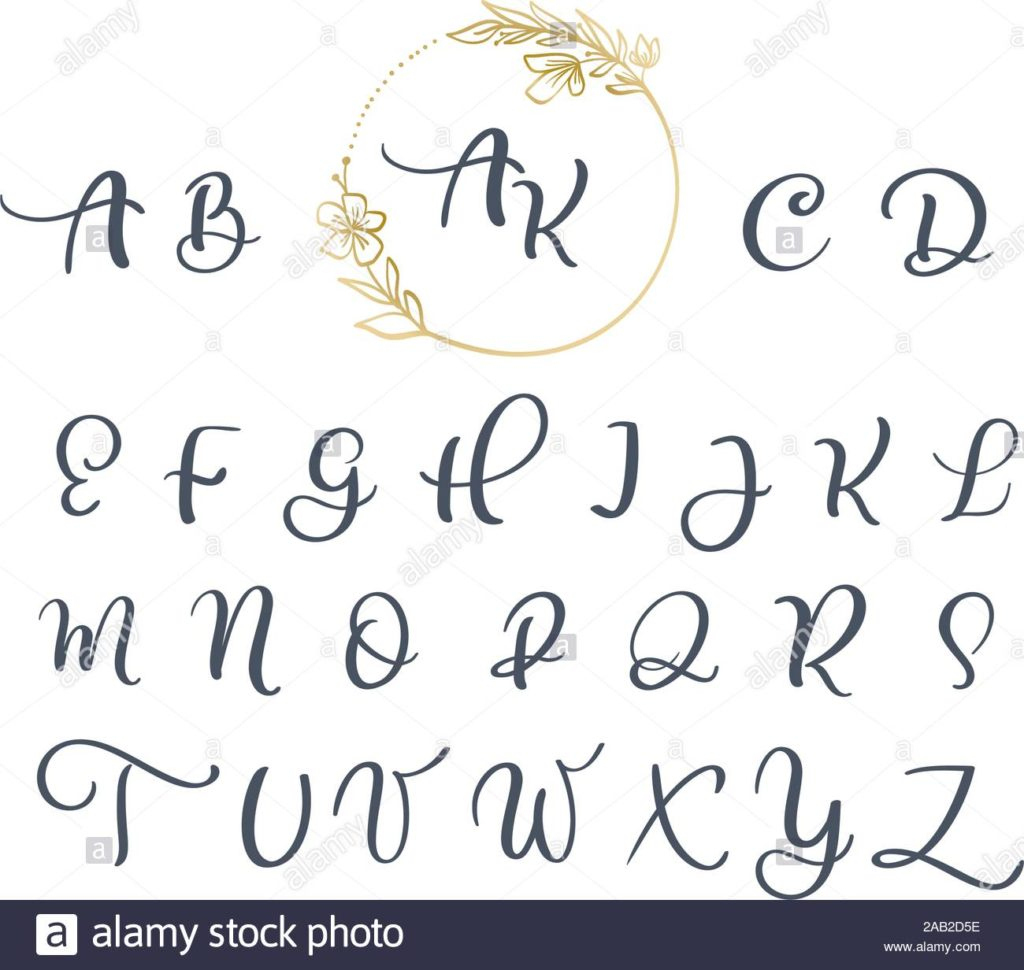 Worksheet ~ Handwritten Calligraphy Monogrambet Cursive Font