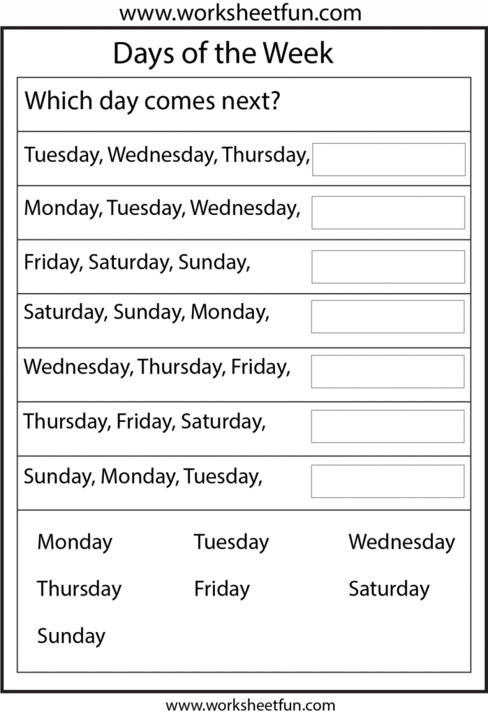 Worksheet ~ Kindergarten English Worksheets Days Of The Week