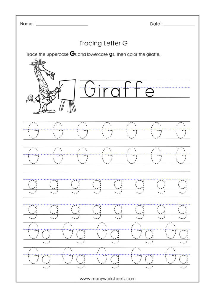 Worksheet ~ Kindergarten Tracing Worksheets Letter G Intended For Letter G Tracing Printable