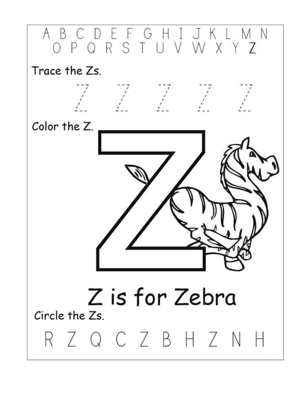 Worksheet ~ Letter Z Worksheets Kids Learning Activity inside Z Letter Worksheets