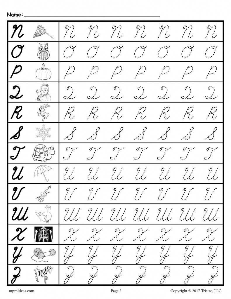 Worksheet ~ Marvelous Printable Cursive Alphabet Practice