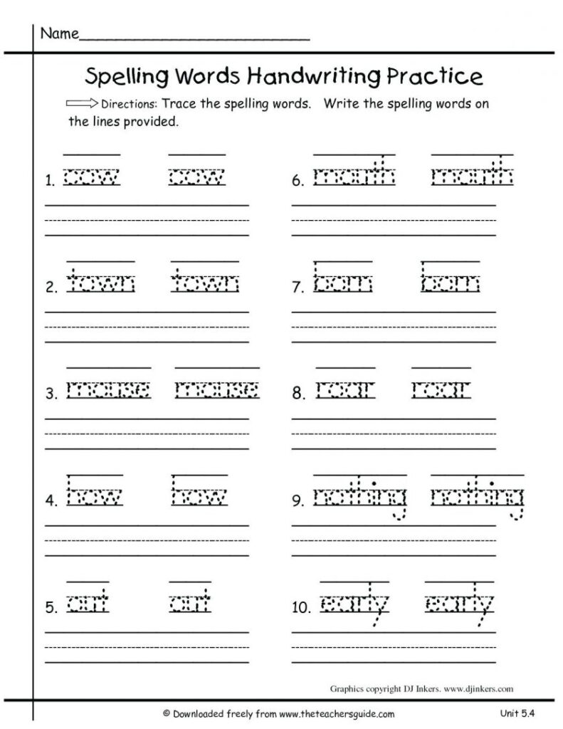 Worksheet Name Handwritingractice For Kindergarten Regarding Free Name Tracing Handwriting Worksheets