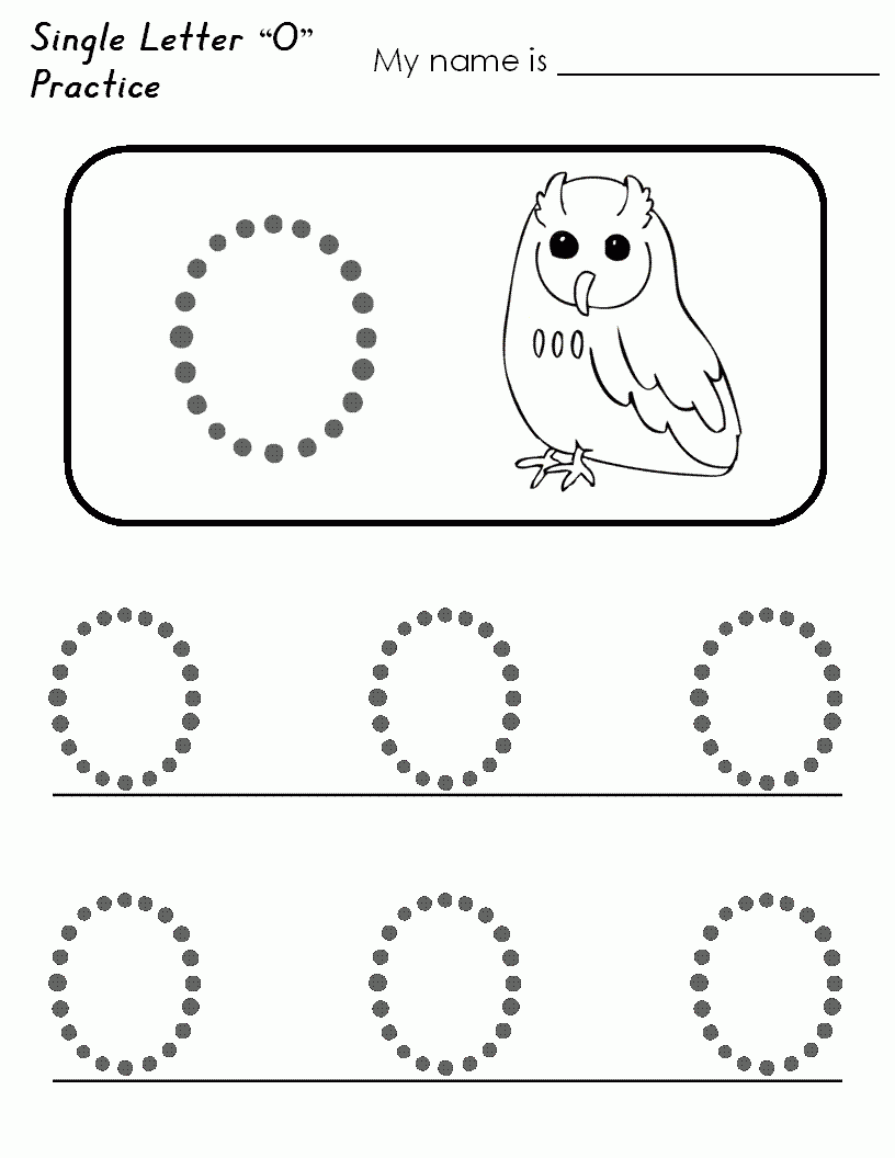 Worksheet ~ O Worksheets For Kindergarten Trace Letter in Letter 0 Tracing