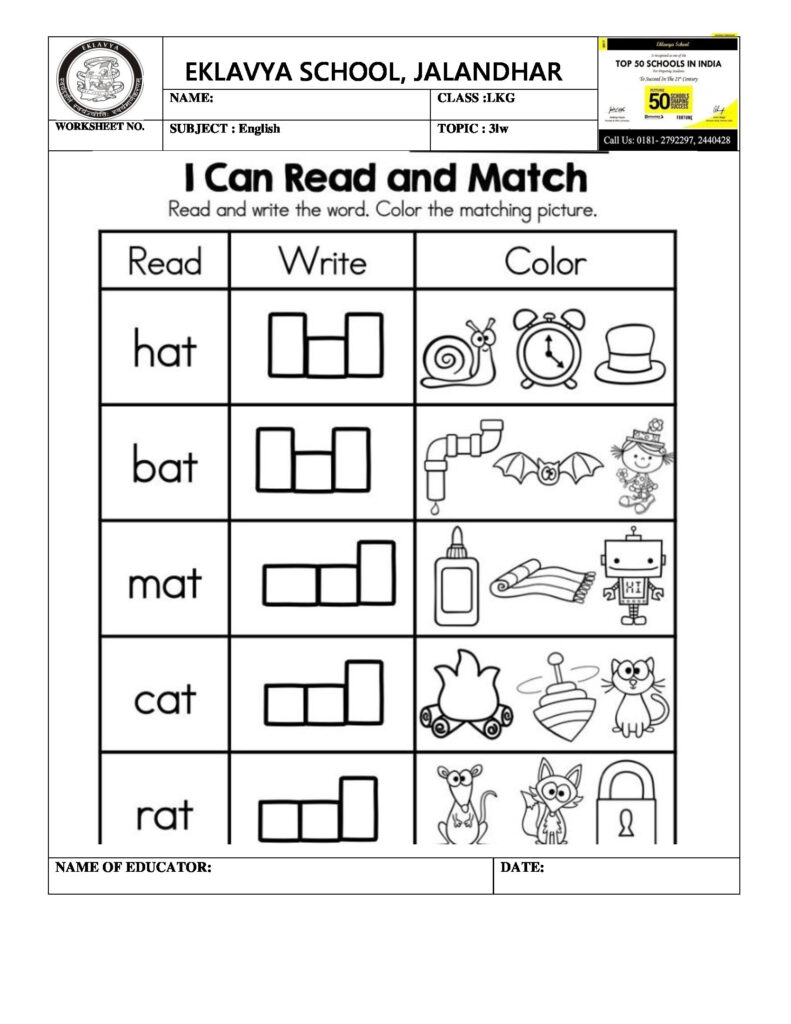 Worksheet On Three Letter Words | Three Letter Words, Letter