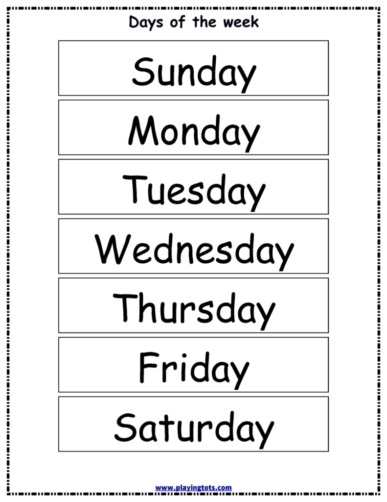 Worksheet ~ Preschool English Worksheets Free Printable Days