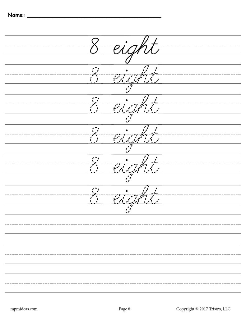 Worksheet ~ Printable Number Eightve Handwriting And Tracing