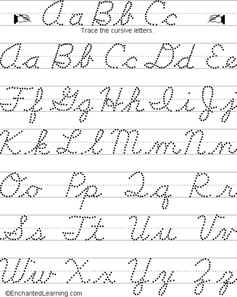 Worksheet ~ Printable Tracing Cursive Alphabet Freeng