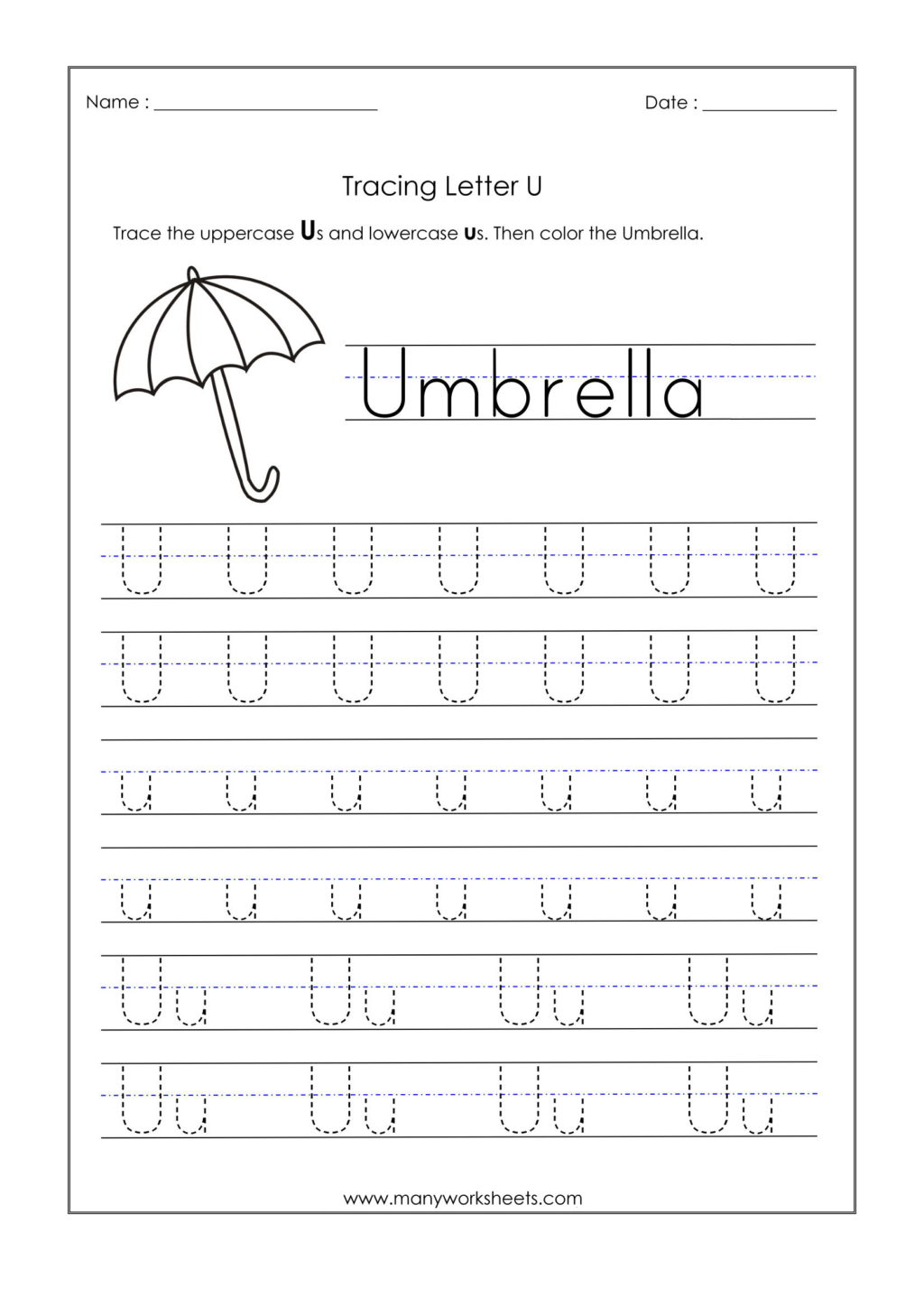 Worksheet ~ Trace Worksheets Photo Inspirations Letter U intended for Letter U Tracing Worksheets Preschool