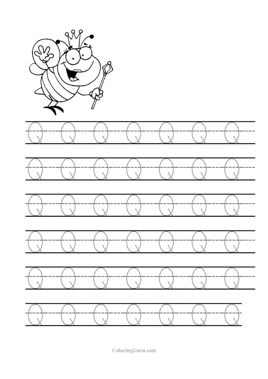 tracing letter q worksheets alphabetworksheetsfreecom