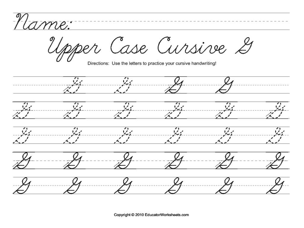 Worksheet ~ Upper Case Cursive G Worksheet For 2Nd 3Rd