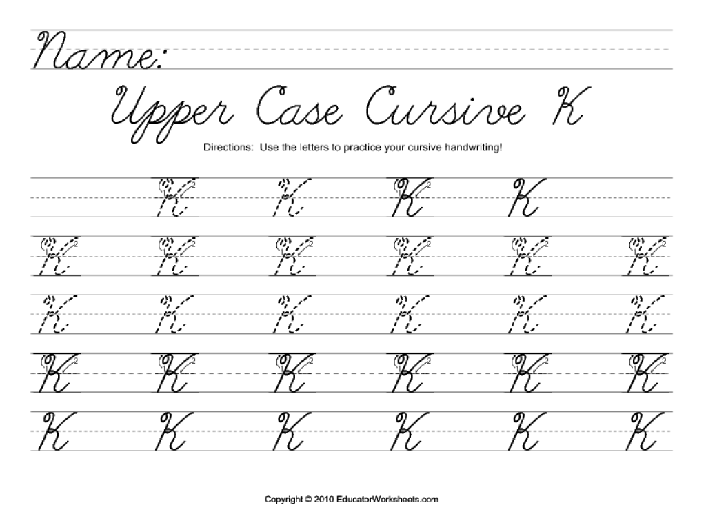 Worksheet ~ Upper Case Cursive K Worksheet For 2Nd 3Rd Grade