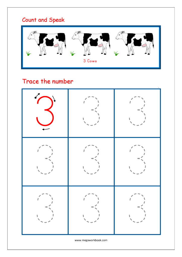 Preschool Number Tracing Worksheet | AlphabetWorksheetsFree.com