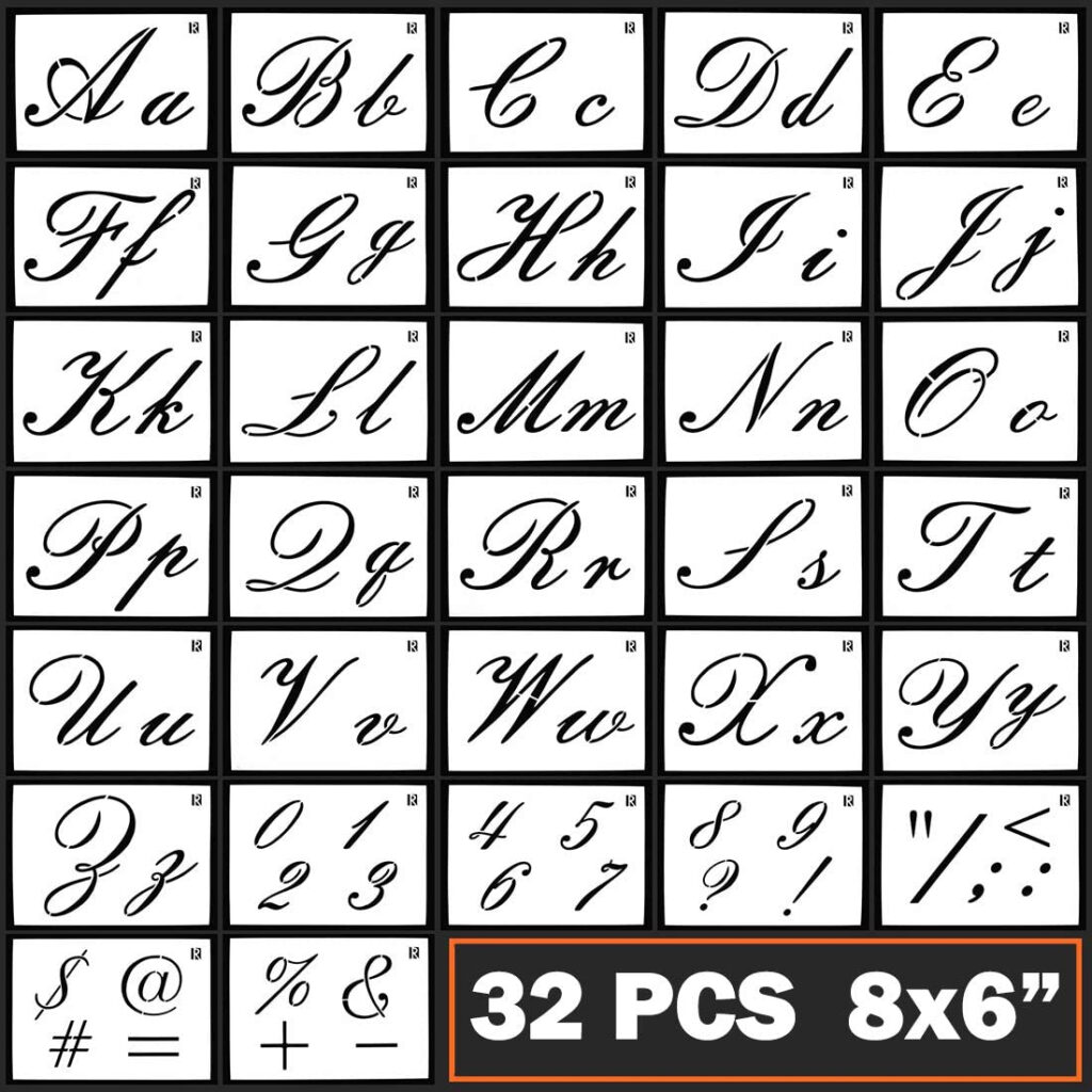 Worksheets : Caligraphy Stencil Letters Cursive Alphabet