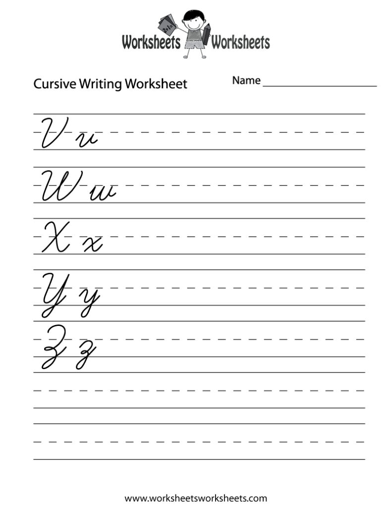 Worksheets : Cursive Letters Writing Worksheet Printable