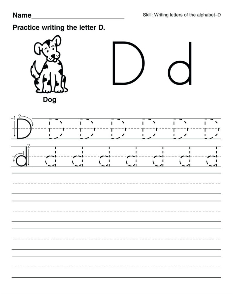 Letter D Tracing Worksheets Preschool | AlphabetWorksheetsFree.com