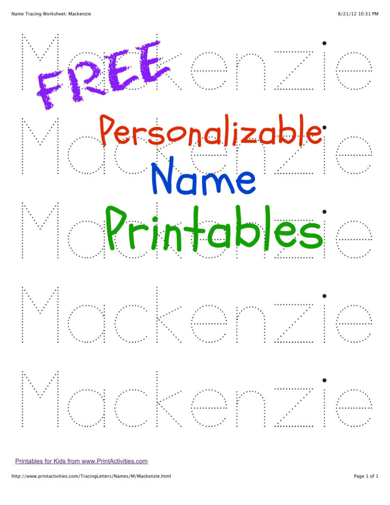 Worksheets : Printable Name Tracing Worksheets Best Pertaining To Name Tracing Personalized