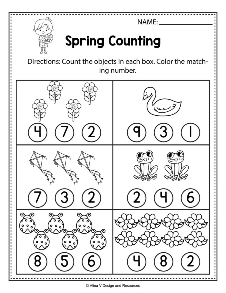 Worksheets : Spring Counting Math Worksheets And Write