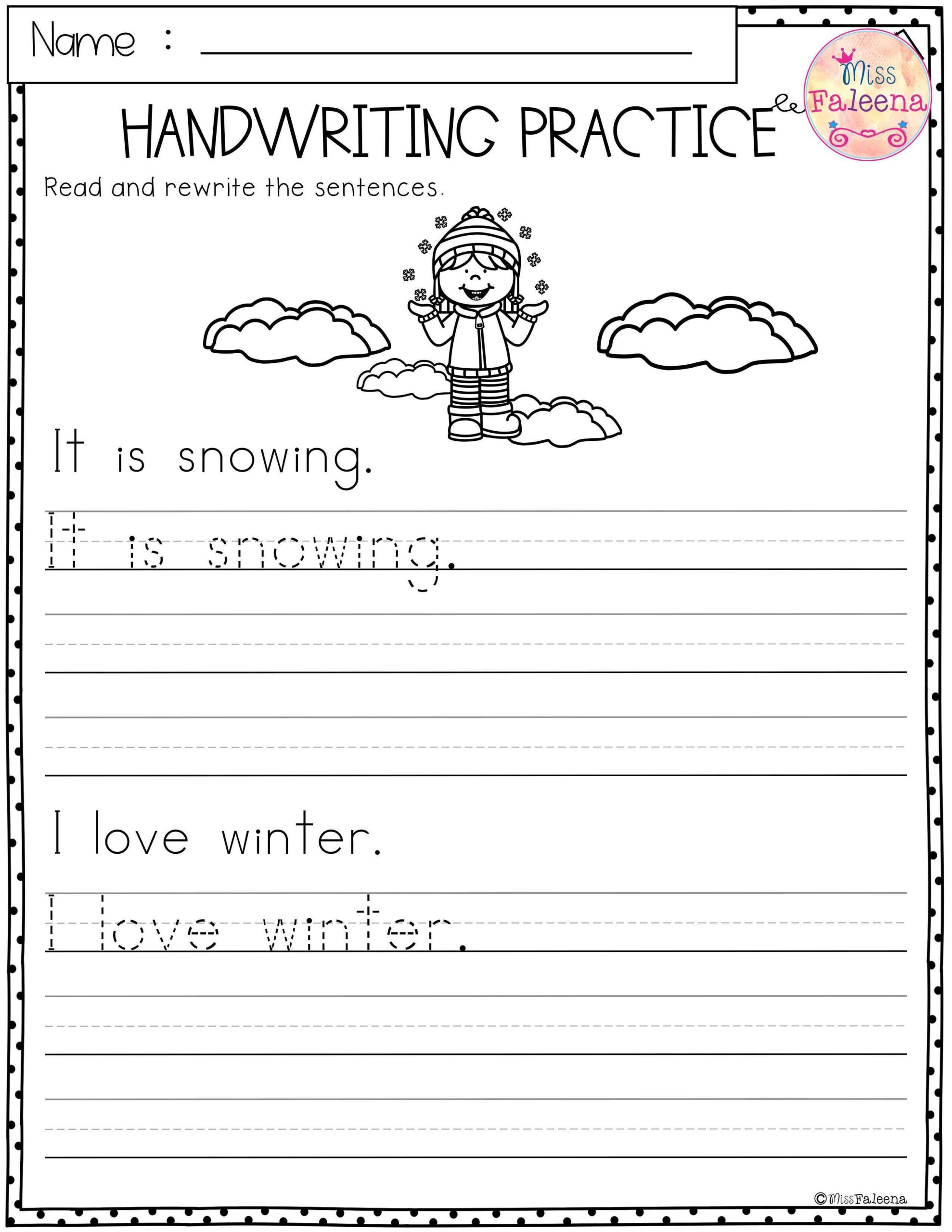 1st Grade Sentence Writing Worksheets Winter