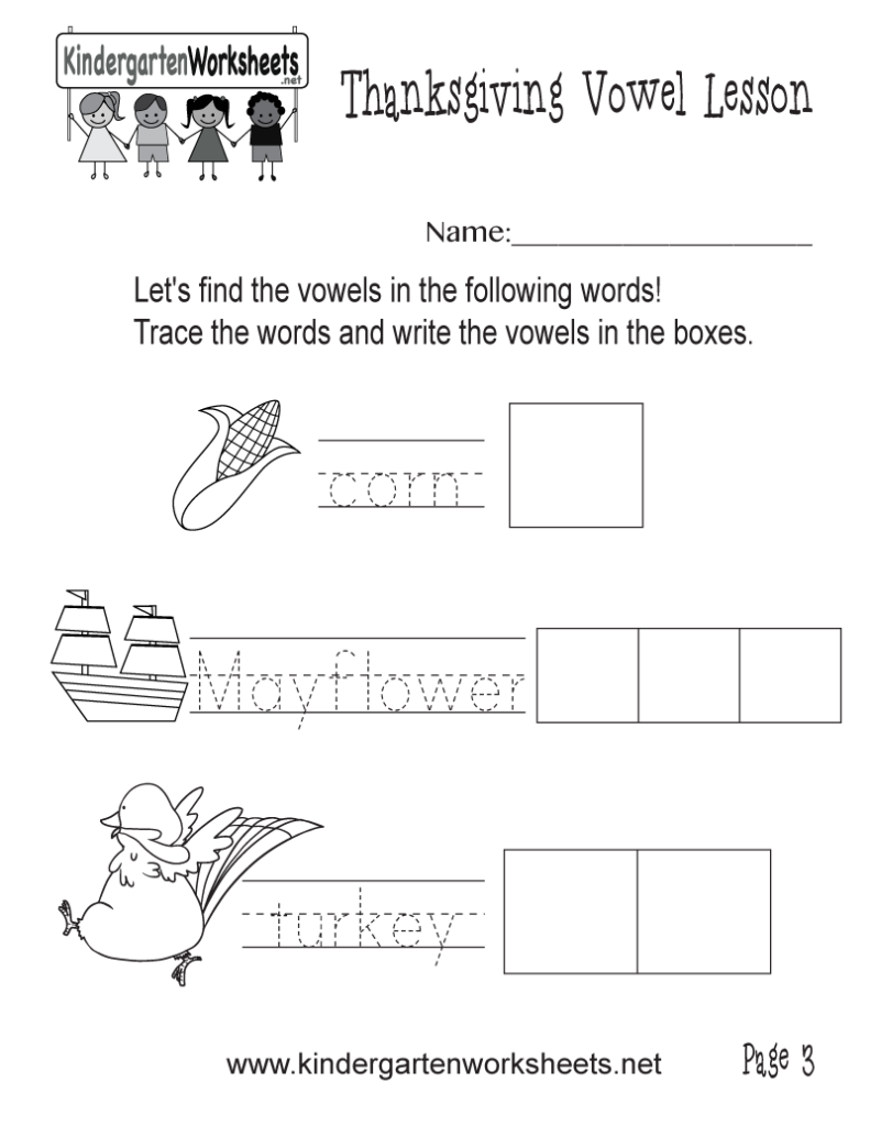 Write The Vowels Found In Thanksgiving Related Words