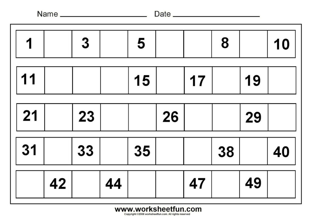 Writing Number 1 50 | Tracing Numbers 1 50 Worksheets | Free