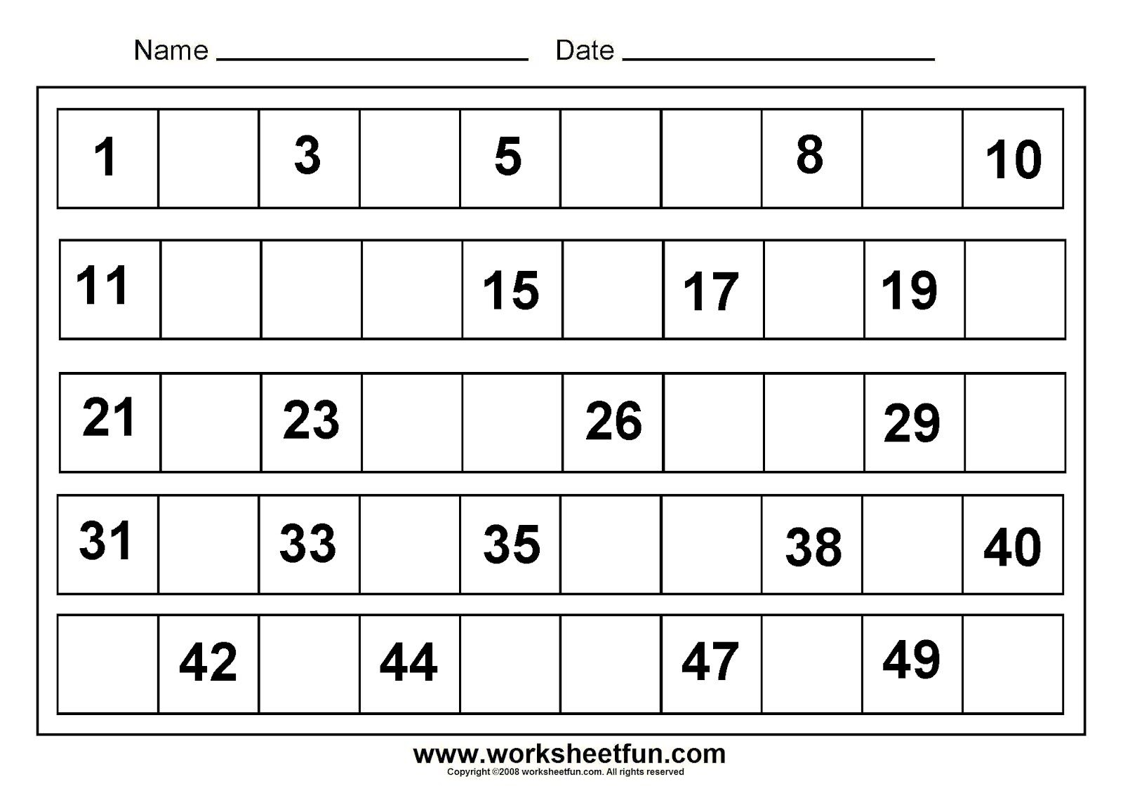 Writing Number 1-50 | Tracing Numbers 1 50 Worksheets | Free