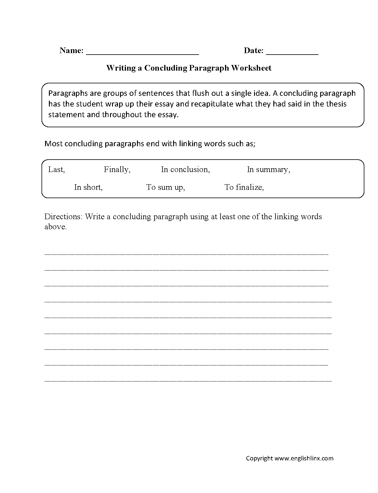 Fix The Paragraph Worksheet
