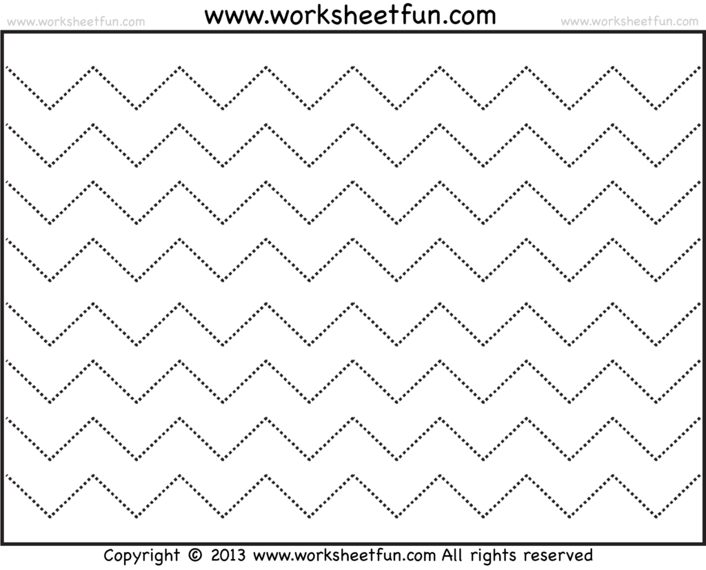 Zig Zag Line Tracing – 7 Worksheets / Free Printable