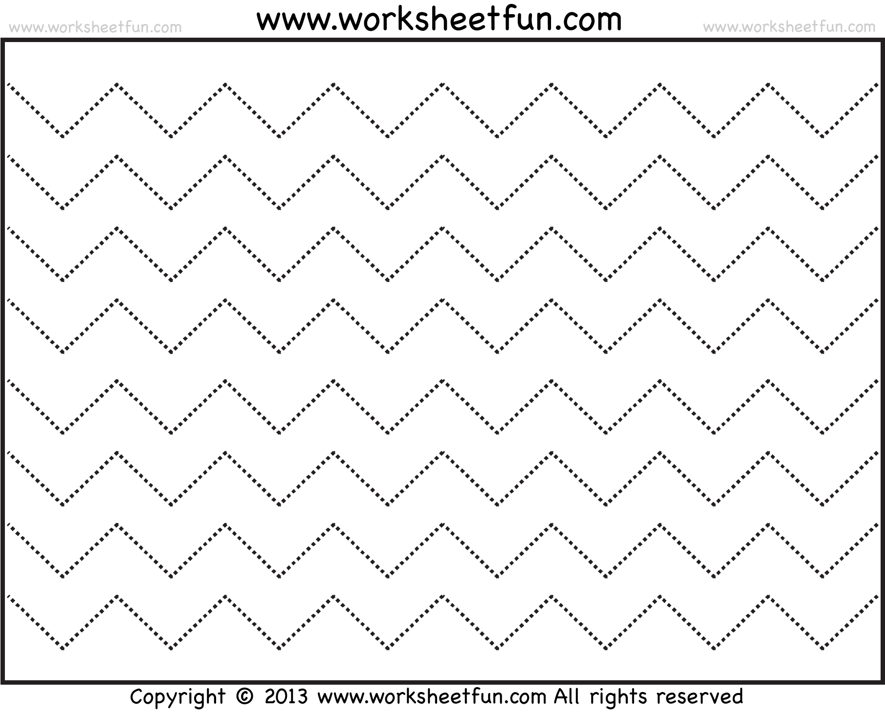 Zig Zag Line Tracing – 7 Worksheets / Free Printable