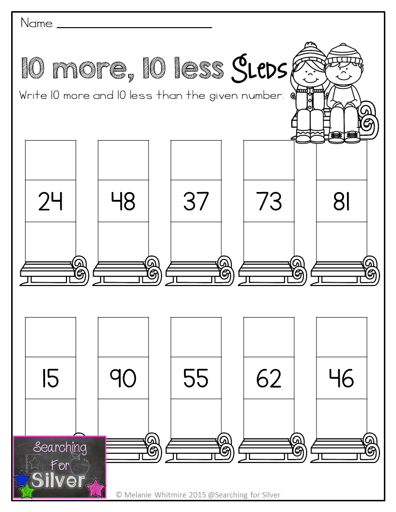 10 More, 10 Less And Other Winter First Grade No-Prep