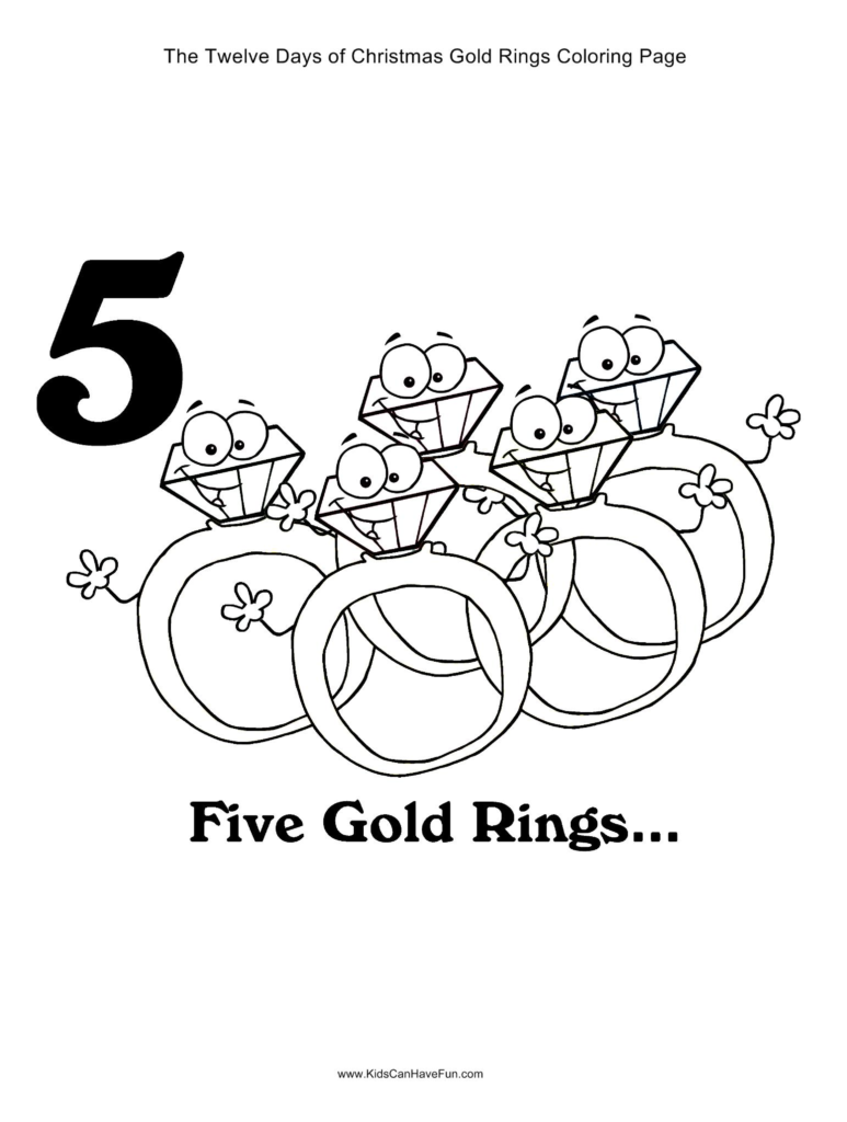 12 Days Of Christmas Five Gold Rings Coloring Page Http