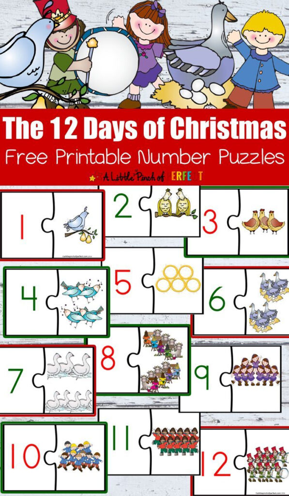 12 Days Of Christmas Free Printable Number Puzzles   | 12