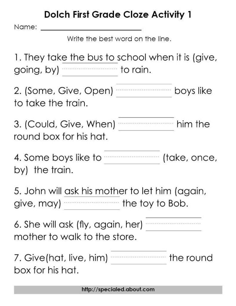 12 Worksheets For Dolch High Frequency Words | Free Reading
