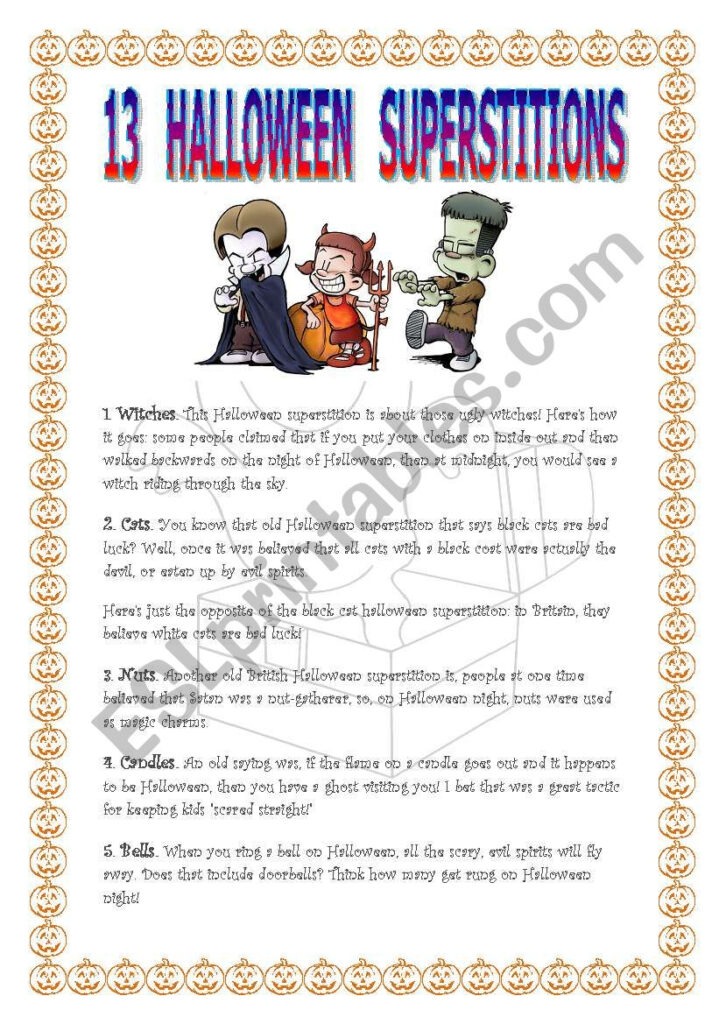 13 Halloween Superstitions   Esl Worksheetvictoria84