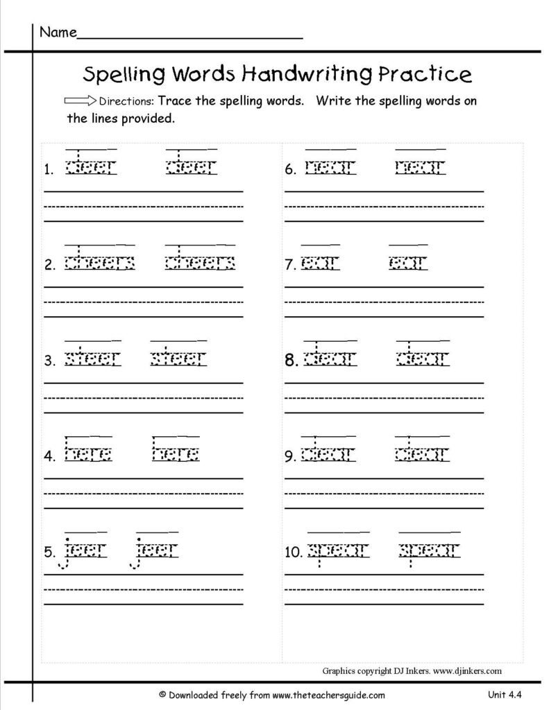 1St Grade Spelling Worksheets For Download Free   Math