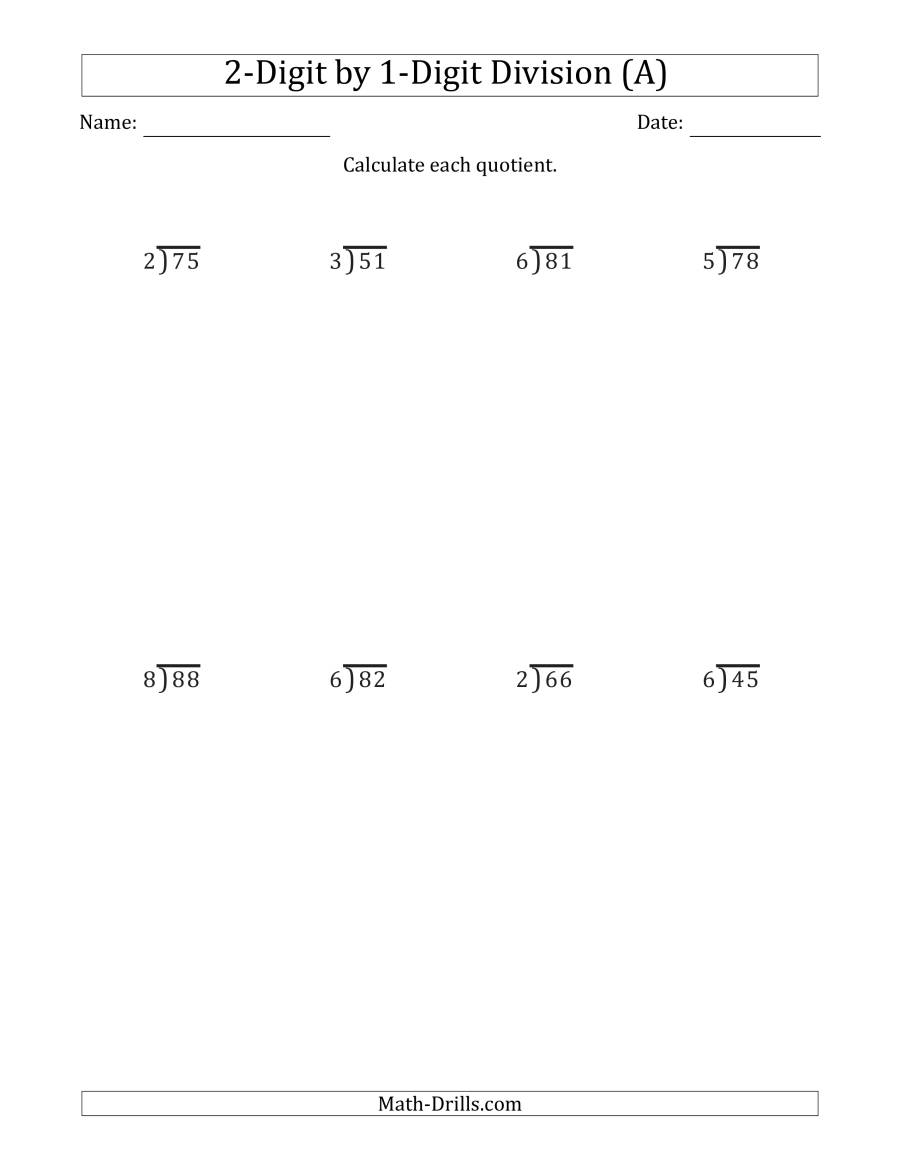2-Digit1-Digit Long Division With Remainders And Steps