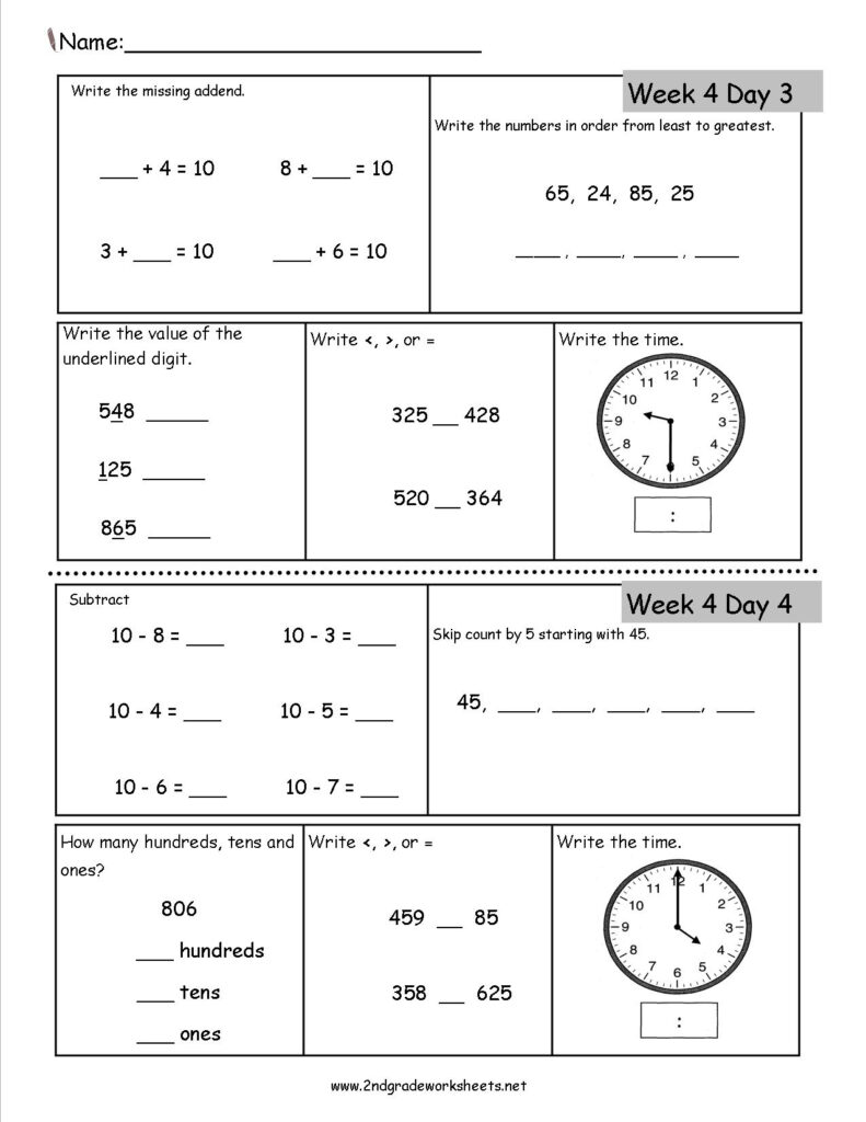 2Nd Grade Daily Math Worksheets 3Rd Review Dailymath